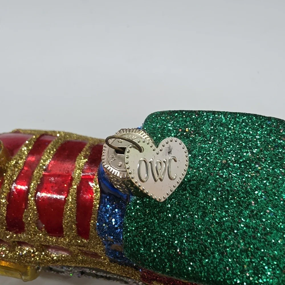 Old World Handpainted Glitter Glass Engine Train Christmas Ornament - Picture 6 of 6